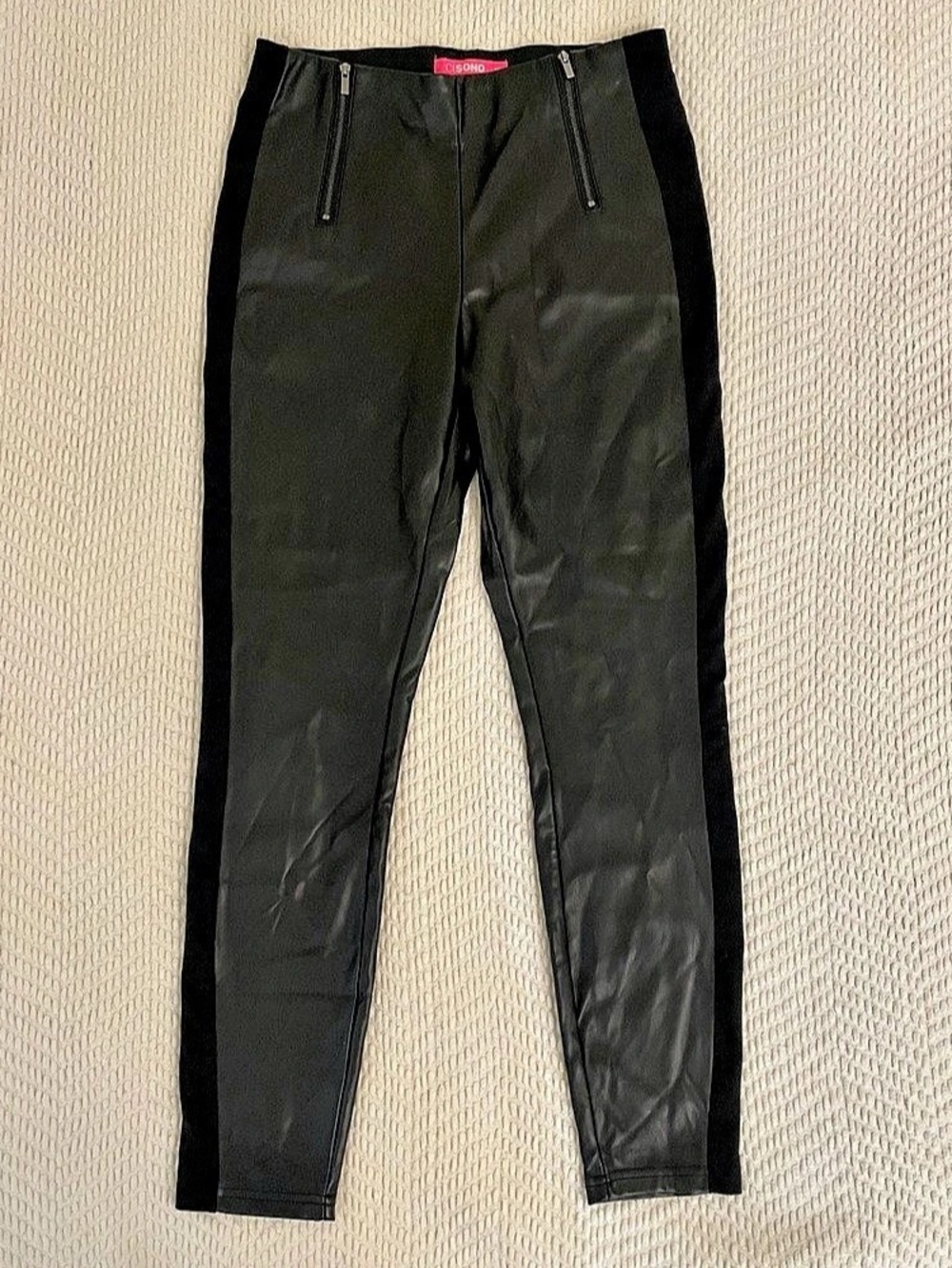 CISONO FMP26 Faux Leather Leggings in Black Size Medium